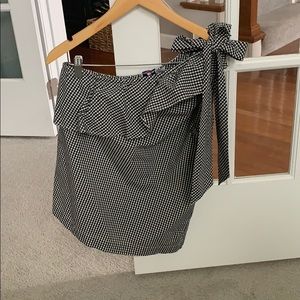 Black Gingham Vineyard Vines One Shoulder Bow Top